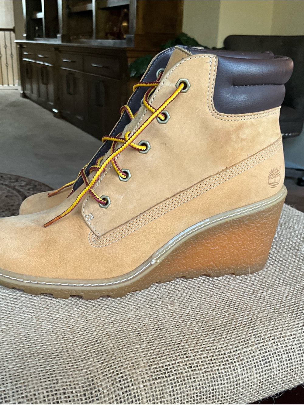 Timberland Wheat Suede Wedge Lace-Up Boot